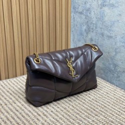 Top Replica YSL Saint Laurent Medium Loulou Puffer Shoulder Bag, Coffee