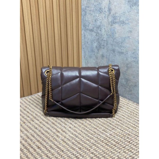 Top Replica YSL Saint Laurent Medium Loulou Puffer Shoulder Bag, Coffee