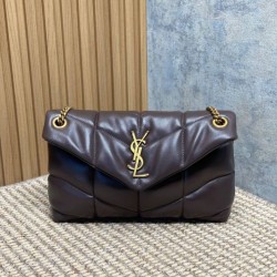 Top Replica YSL Saint Laurent Medium Loulou Puffer Shoulder Bag, Coffee