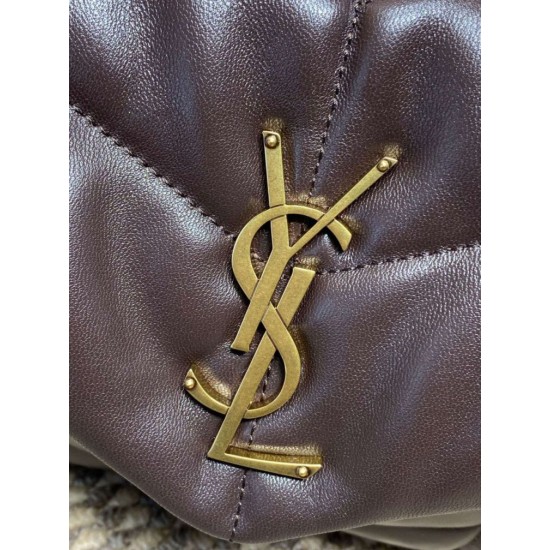 Top Replica YSL Saint Laurent Medium Loulou Puffer Shoulder Bag, Coffee