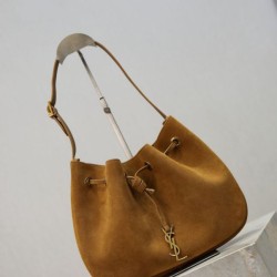 Top Replica YSL Saint Laurent PARIS VII Small Hobo Bag, Yellow Suede