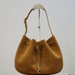 Top Replica YSL Saint Laurent PARIS VII Small Hobo Bag, Yellow Suede