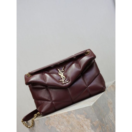 Super Clone Replica YSL Saint Laurent Small Loulou Puffer Shoulder Bag, Maroon Nappa Top Replica YSL Saint Laurent Small Loulou Puffer Shoulder Bag, Maroon Nappa