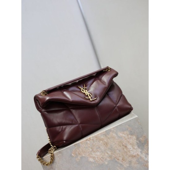 Super Clone Replica YSL Saint Laurent Small Loulou Puffer Shoulder Bag, Maroon Nappa Top Replica YSL Saint Laurent Small Loulou Puffer Shoulder Bag, Maroon Nappa