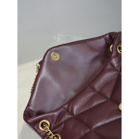 Super Clone Replica YSL Saint Laurent Small Loulou Puffer Shoulder Bag, Maroon Nappa Top Replica YSL Saint Laurent Small Loulou Puffer Shoulder Bag, Maroon Nappa