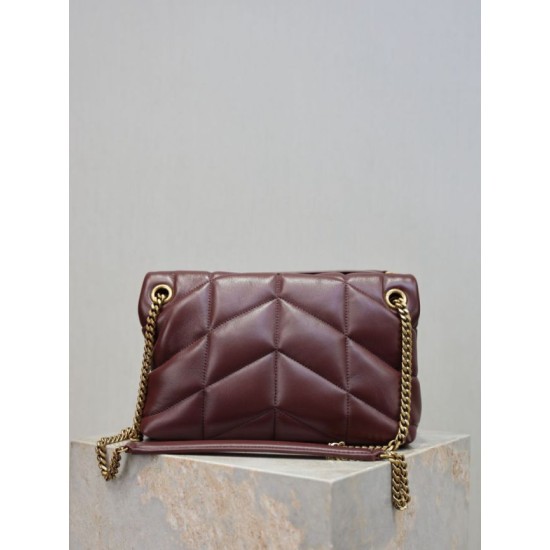 Super Clone Replica YSL Saint Laurent Small Loulou Puffer Shoulder Bag, Maroon Nappa Top Replica YSL Saint Laurent Small Loulou Puffer Shoulder Bag, Maroon Nappa