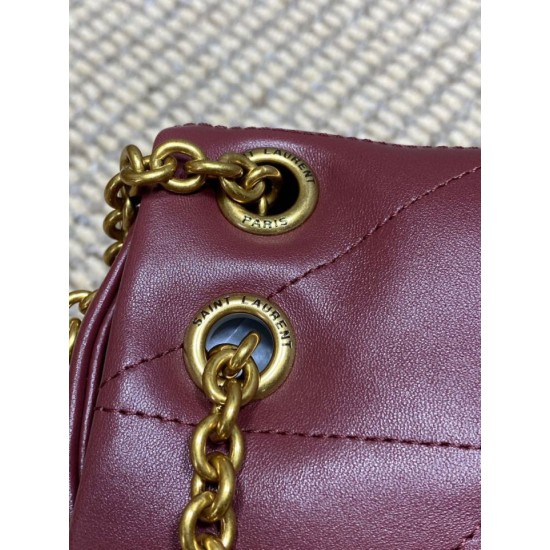 Super Clone Replica YSL Saint Laurent Jamie Medium Shoulder Bag, Burgundy Top Replica YSL Saint Laurent Jamie Medium Shoulder Bag, Burgundy