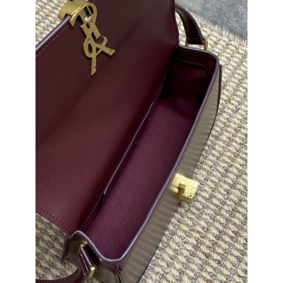 Top Replica YSL Saint Laurent Solferino Box Medium Shoulder Bag, Burgundy
