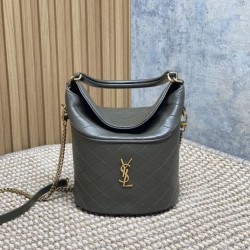Top Replica YSL Saint Laurent Mini Gaby Bucket Bag, Moss Green