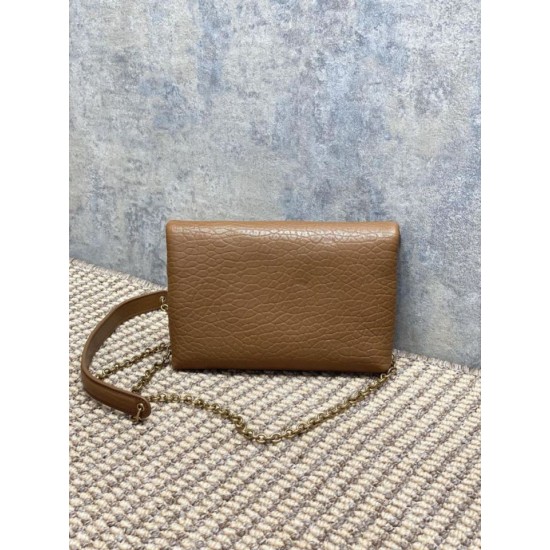 Top Replica YSL Saint Laurent Mini Calypso Classic Shoulder Bag with Chain, Brown