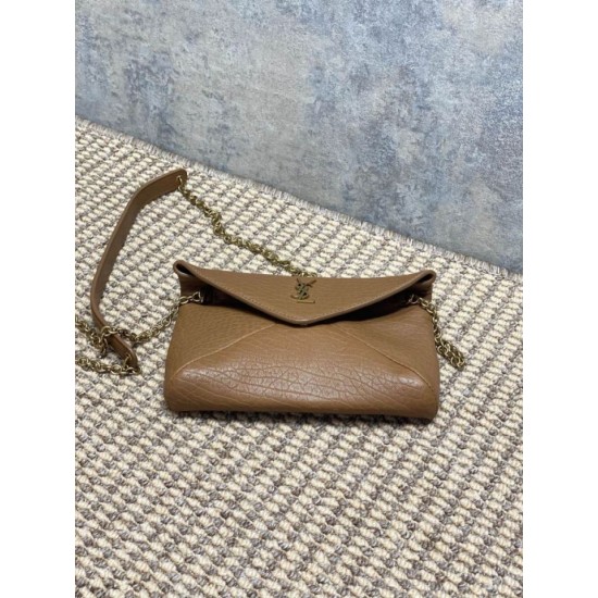 Top Replica YSL Saint Laurent Mini Calypso Classic Shoulder Bag with Chain, Brown