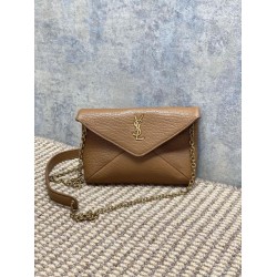 Top Replica YSL Saint Laurent Mini Calypso Classic Shoulder Bag with Chain, Brown