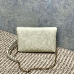 Top Replica YSL Saint Laurent Mini Calypso Classic Shoulder Bag with Chain, Beige
