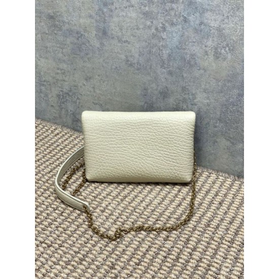 Top Replica YSL Saint Laurent Mini Calypso Classic Shoulder Bag with Chain, Beige