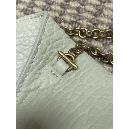 Top Replica YSL Saint Laurent Mini Calypso Classic Shoulder Bag with Chain, Beige