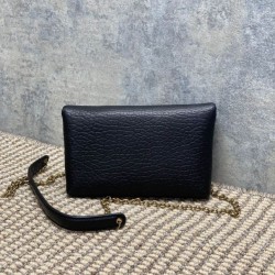 Top Replica YSL Saint Laurent Mini Calypso Classic Shoulder Bag with Chain, Black