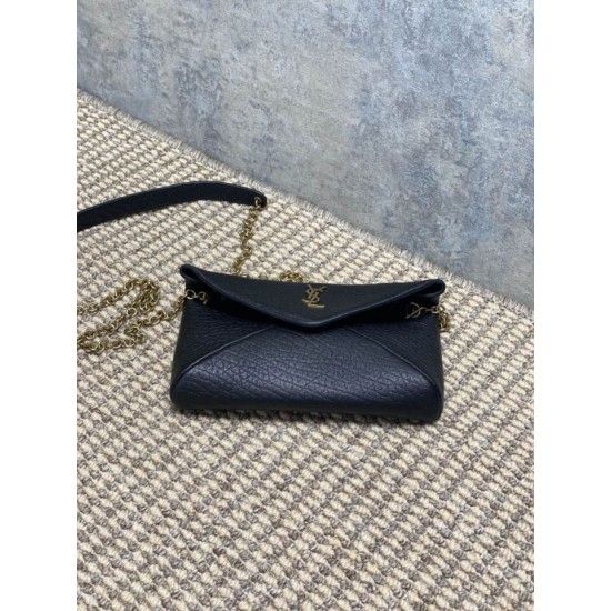 Top Replica YSL Saint Laurent Mini Calypso Classic Shoulder Bag with Chain, Black