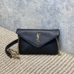 Top Replica YSL Saint Laurent Mini Calypso Classic Shoulder Bag with Chain, Black