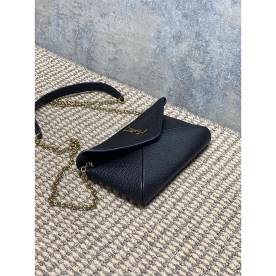 Top Replica YSL Saint Laurent Mini Calypso Classic Shoulder Bag with Chain, Black