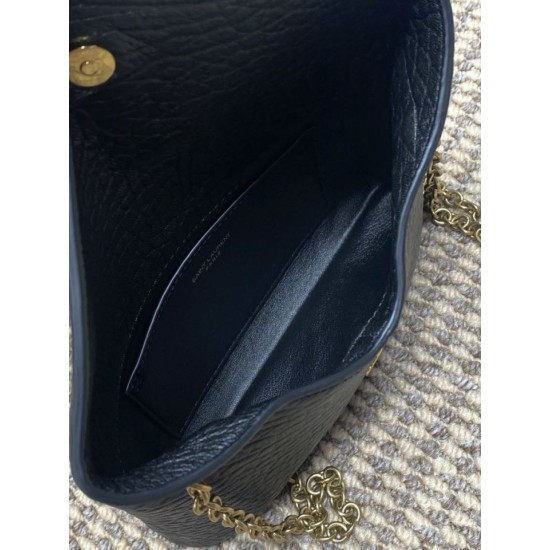 Top Replica YSL Saint Laurent Mini Calypso Classic Shoulder Bag with Chain, Black