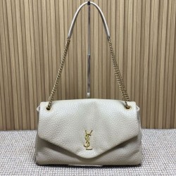 Top Replica YSL Saint Laurent Calypso Large Shoulder Bag in Beige