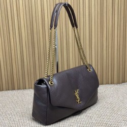 Top Replica YSL Saint Laurent Calypso Large Shoulder Bag in Coffee