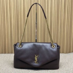 Top Replica YSL Saint Laurent Calypso Large Shoulder Bag in Coffee