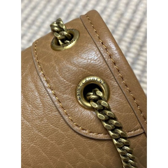 Top Replica YSL Saint Laurent Mini Classic Niki 18cm Shoulder Bag in Brown