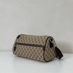 Top Replica Gucci Men's Small Cylindrical Shoulder Bag in GG Canvas 834455