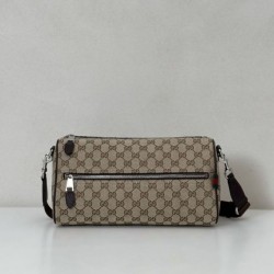 Top Replica Gucci Men's Small Cylindrical Shoulder Bag in GG Canvas 834455