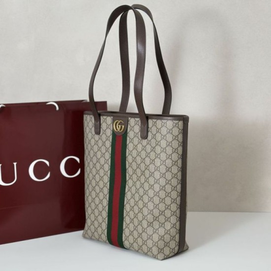 Top Replica Gucci Ophidia Medium Tote Bag in Brown GG Canvas 834465