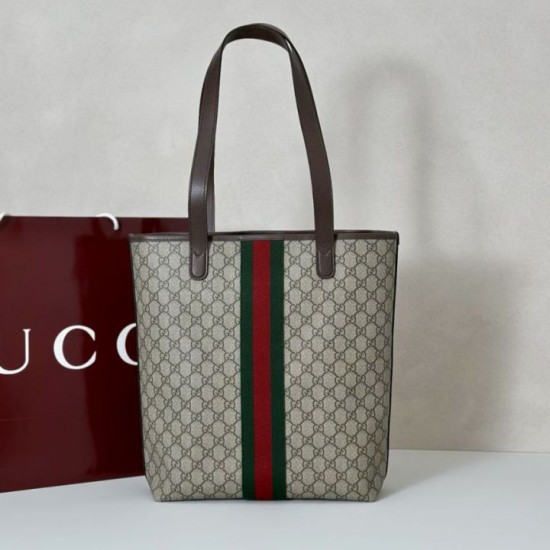 Top Replica Gucci Ophidia Medium Tote Bag in Brown GG Canvas 834465