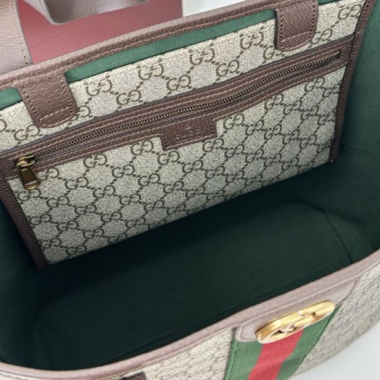 Top Replica Gucci Ophidia Medium Tote Bag in Brown GG Canvas 834465