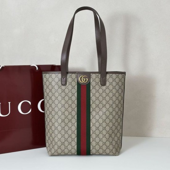 Top Replica Gucci Ophidia Medium Tote Bag in Brown GG Canvas 834465