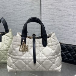 Top Replica Dior Toujours Small/Medium/Large Tote Bags in Macrocannage Calfskin in White