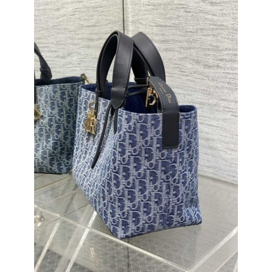 Top Replica Dior Toujours Small/Medium/Large Tote Bag in Denim Blue