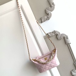 Top Replica Chanel Pearls AS5898 Small Hobo Bag in Pink Calfskin