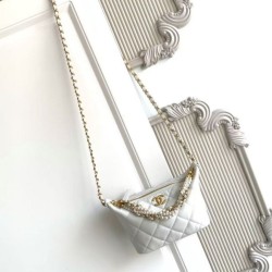 Top Replica Chanel Pearls AS5898 Small Hobo Bag in White Calfskin