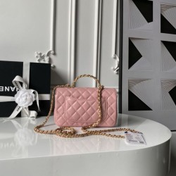 Top Replica Chanel Flap Bag 25K AS5813 AS5814 Handle with Frosted Diamonds Pink