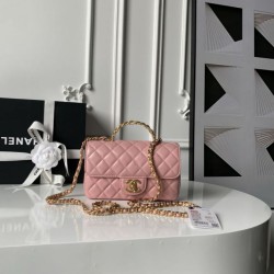 Top Replica Chanel Flap Bag 25K AS5813 AS5814 Handle with Frosted Diamonds Pink