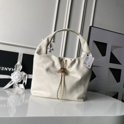 Top Replica Chanel Large Hobo Bag with Gold-Tone Hardware AS5967 White