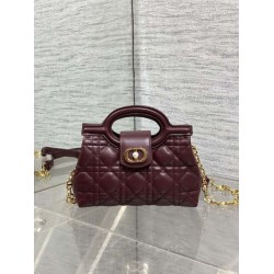 Super Clone Replica Dior Jolie Top Handle Mini Cannage Chain Bag Burgundy Top Replica Dior Jolie Top Handle Mini Cannage Chain Bag Burgundy