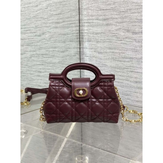 Super Clone Replica Dior Jolie Top Handle Mini Cannage Chain Bag Burgundy Top Replica Dior Jolie Top Handle Mini Cannage Chain Bag Burgundy