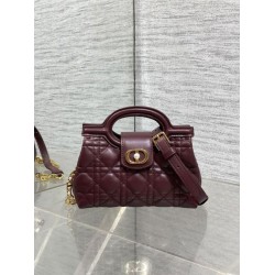 Top Replica Dior Jolie Top Handle Mini Cannage Chain Bag Burgundy