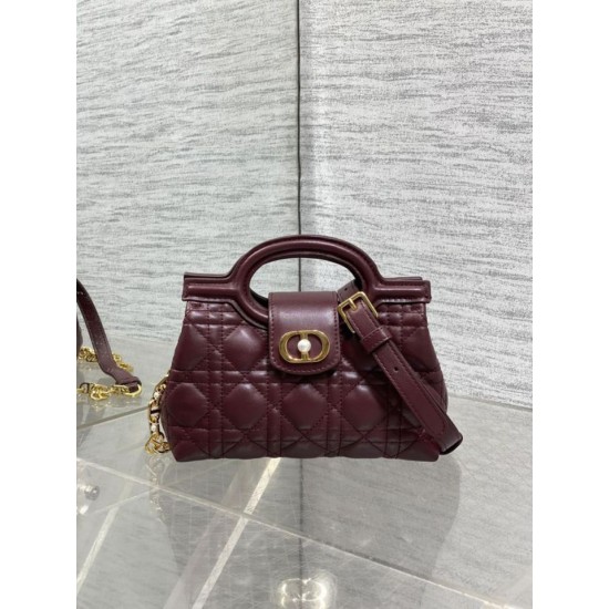 Super Clone Replica Dior Jolie Top Handle Mini Cannage Chain Bag Burgundy Top Replica Dior Jolie Top Handle Mini Cannage Chain Bag Burgundy