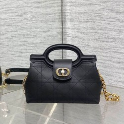Top Replica Dior Jolie Top Handle Mini Chain Handbag Black