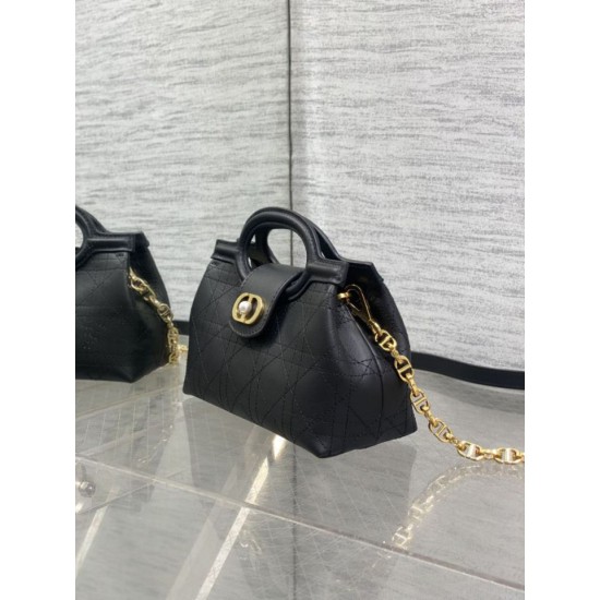 Super Clone Replica Dior Jolie Top Handle Mini Chain Handbag Black Top Replica Dior Jolie Top Handle Mini Chain Handbag Black