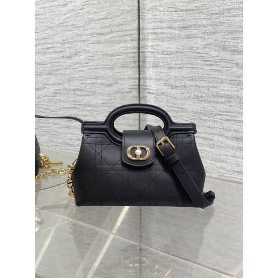 Super Clone Replica Dior Jolie Top Handle Mini Chain Handbag Black Top Replica Dior Jolie Top Handle Mini Chain Handbag Black
