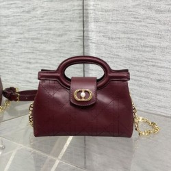 Top Replica Dior Jolie Top Handle Mini Chain Handbag in Burgundy