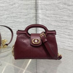 Top Replica Dior Jolie Top Handle Mini Chain Handbag in Burgundy
